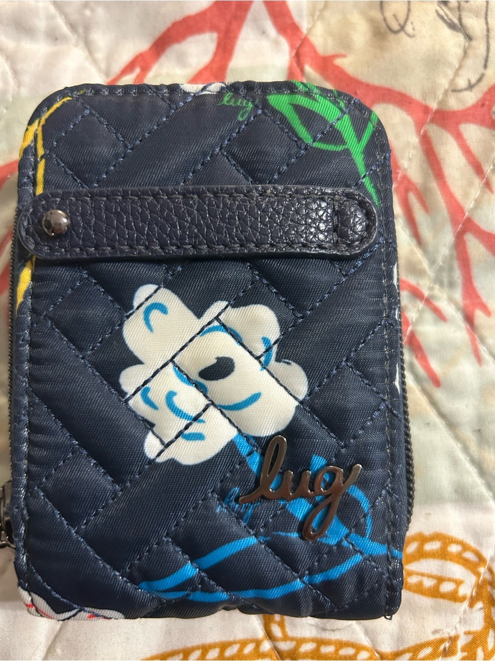 lug Navy Quilted  Wallet with Floral Print
